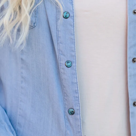 Crazy Train - Snap Up Shirt Turquoise snaps - Picture 2 of 4